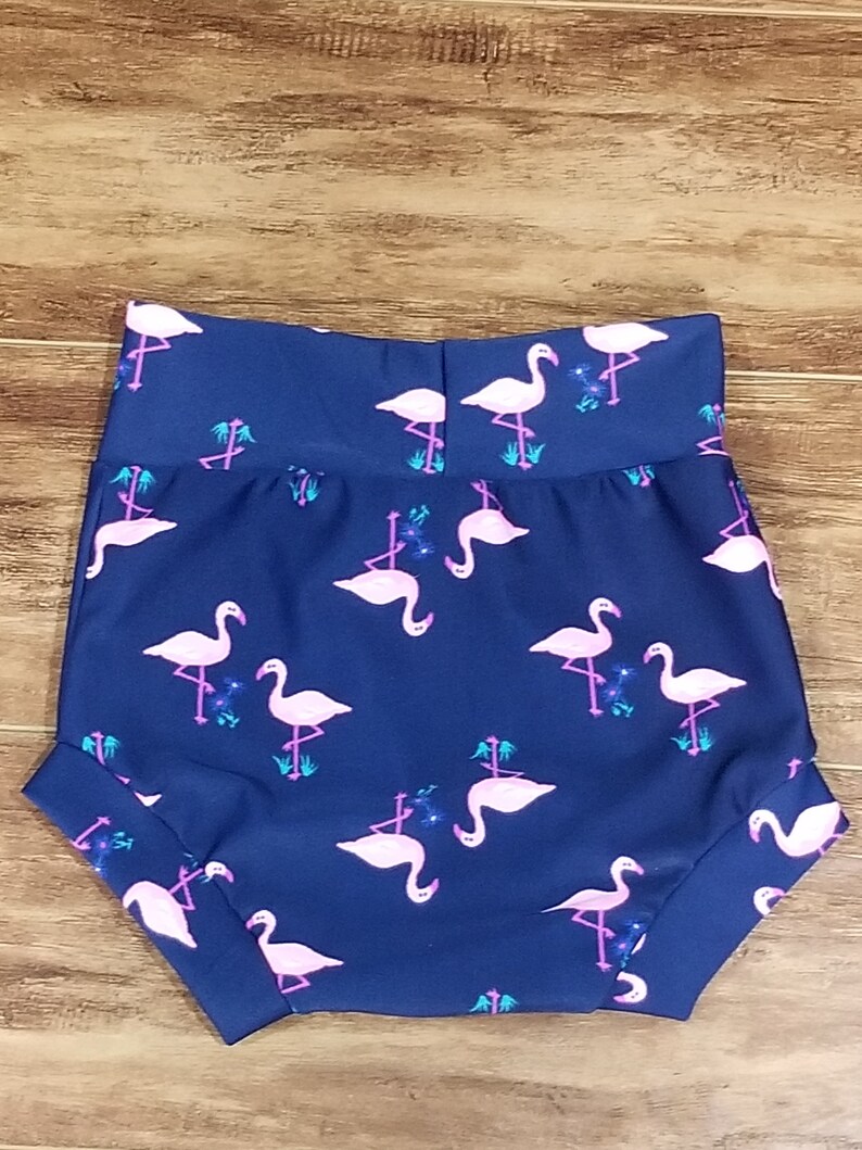 Pink Flamingos Girl Bloomer Blue Diaper Cover Swimsuit Bummies Toddler Shorties Bummie Baby