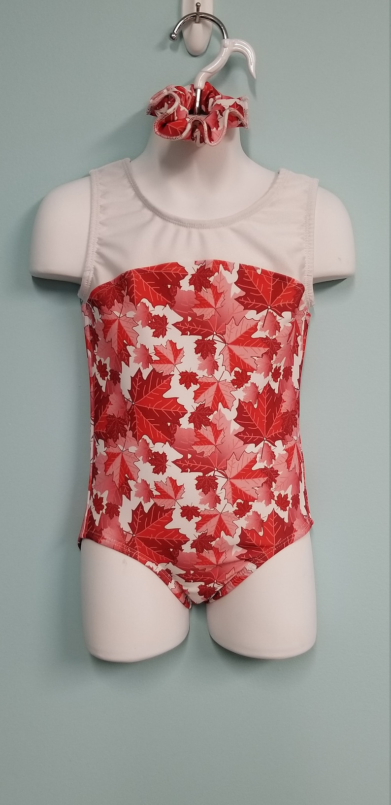 Gymnastics Leotard Maple Leaf Red White Gymnastic Etsy Canada