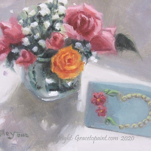 Nota de amor... Pintura al óleo original de Maresa Lilley, SND