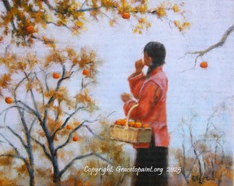 Persimmons...Original Oil Painting by Maresa Lilley, SND