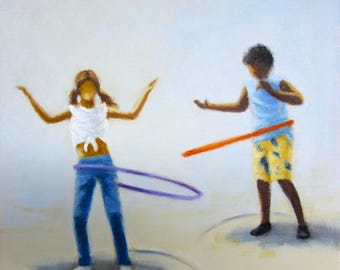 Hoops Kids 2...Original Oil Painting by Maresa Lilley, SND (one of a set of 2)