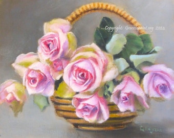 Basket of Roses...Original Oil Painting by Maresa Lilley, SND