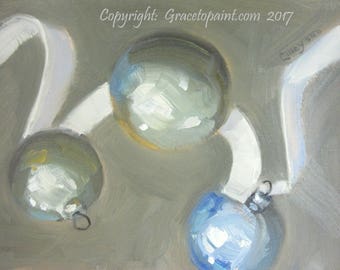 Blue Ornaments II...Original Oil Painting by Maresa Lilley, SND