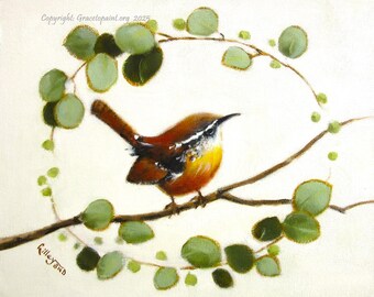 Carolina Wren...Original Oil Painting by Maresa Lilley, SND