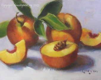 Melocotones... Pintura al óleo original de Maresa Lilley, SND