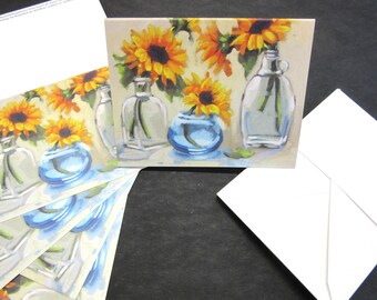 Sunflowers in Glass Notecards by Maresa Lilley, SND