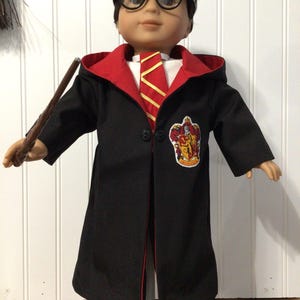 Wizard inspired robe tie and wand for 18 inch doll