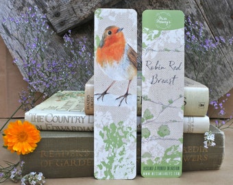 British Robin Bird Bookmark - Tear-proof & Double Sided Design