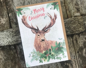 Stag Single Christmas Card