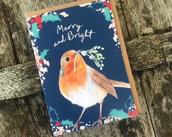 Single Robin Christmas Card - Blank Inside