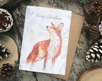 Single Snowy Fox Christmas Card