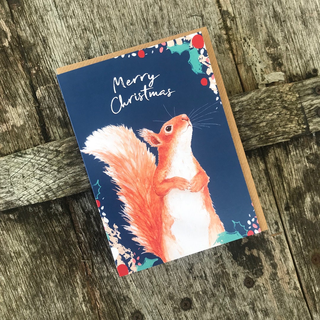 Single Squirrel Christmas Card Blank Inside - Etsy