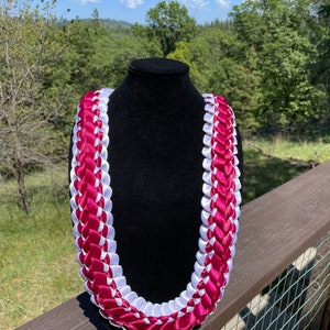 50” Deluxe Double Braided Ribbon Leis Two Color - You Choose One Outer Edge Color and One Inner Color (graduation, birthday, etc)