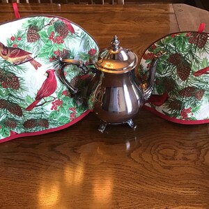 Cardinals and Pine Tea Cozies, in two sizes