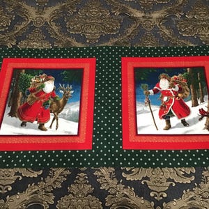 Outdoor Santa Christmas Pillow Fabric Panel