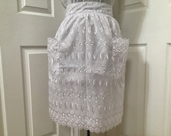 White Eyelet Half Apron