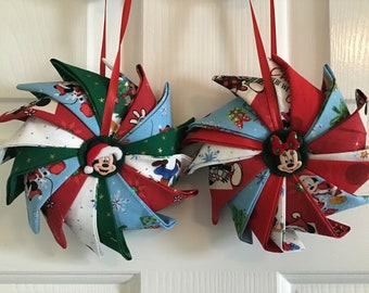 Mickey and Minnie Mouse Pinwheel Ornaments