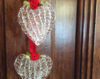 Glass Heart with Roses Ornament