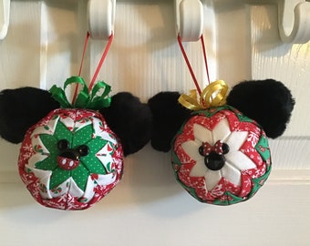 Disney Inspired Mickey and Minnie Head Ornament