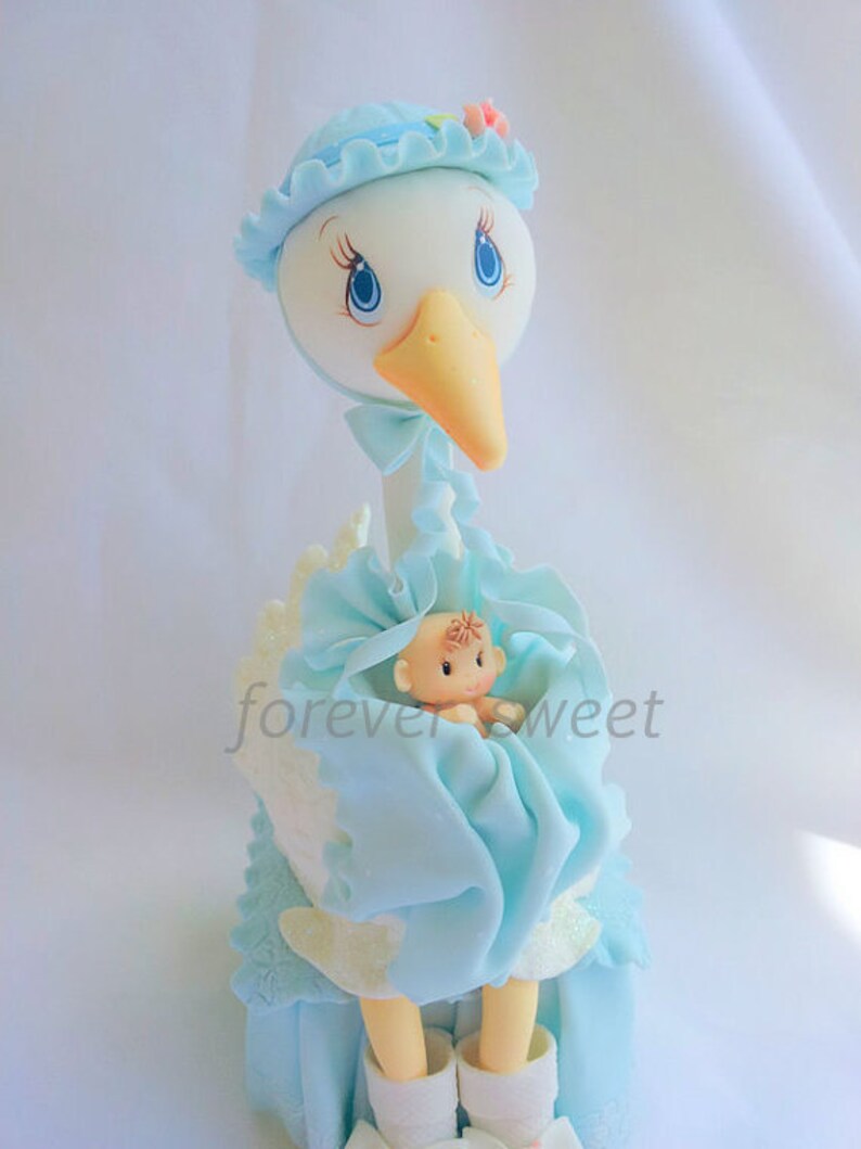 Stork cake topper. baby boy stork cake topper. baby shower Etsy