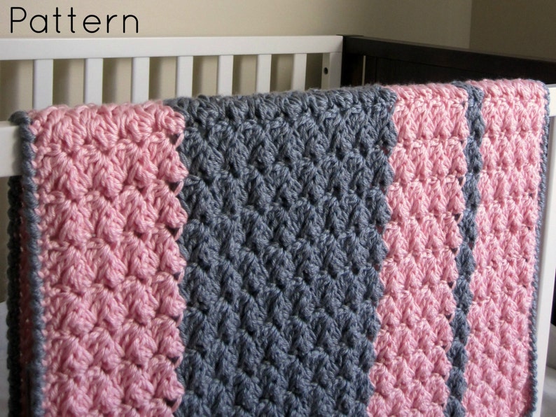 Chunky Preppy Baby Reversible Crochet Blanket Pattern image 1