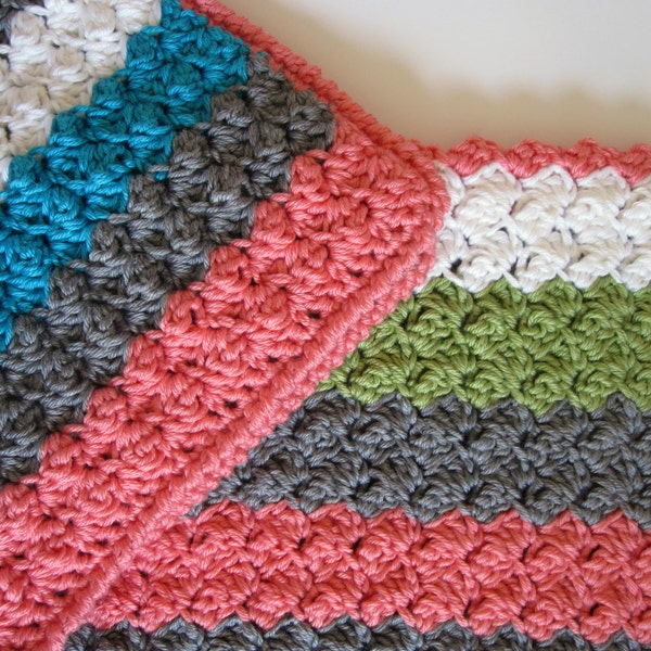 Chunky Preppy Baby Girl Reversible Crochet Blanket