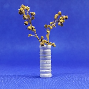 Zylindrische Vase,Puppenhaus Dekoration,Maßstab 1:12-1/24,Miniatur Accessoires,3D Druck,Modernes Design,Vintage Handwerk,Innendekoration,Blumen