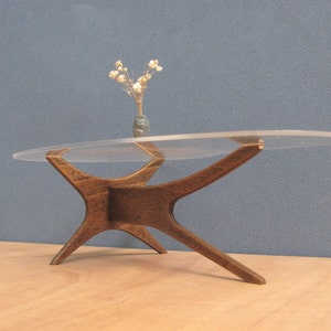 TABLE BASSE sculptée à l&#39;échelle 1/6, meubles miniatures de collection, design de style moderne, réplique des années 60