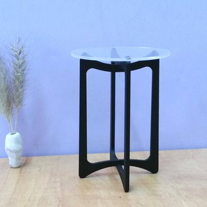 ROUND SIDE TABLE  1:6 Scale, Acrylic/Perspex , Dollhouse Furniture,Mid Century Modern Design