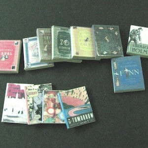 Set of 12 SOLID Miniature BOOKS , 1 :12 scale,Handmade, Youth literature, DOLLHOUSE Miniatures, Collectable, Vintage accessories image 1