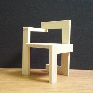 Steltman Chair,1:6 Scale,HAND MADE,Collectable Miniature Furniture,Replica,Modern Art, 30&#39;s Design ,Solid Wood