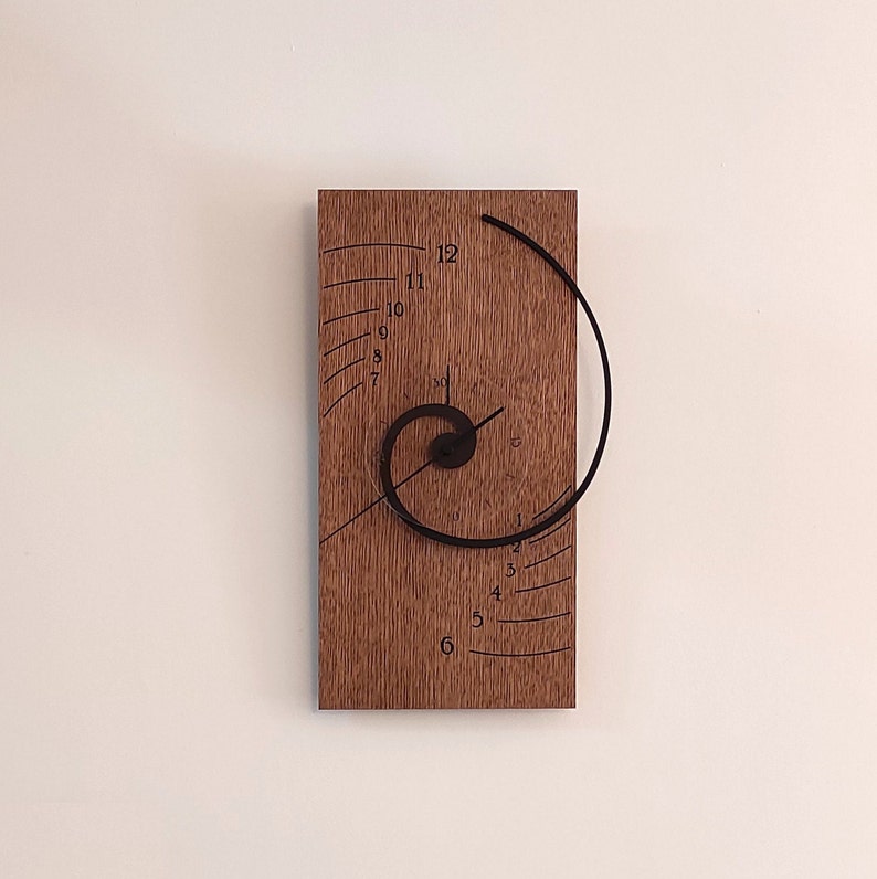 Exceptional Sophisticated Wall Clock,Alpha α,Wooden Finish, Mathematical principle,Silent, Gadget,Artistic Design,Golden Ratio,Man Gift Walnut