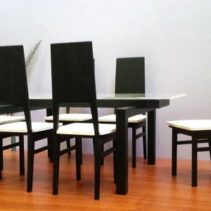 Conjunto de jantar de design contemporâneo, escala 1/6, casa de bonecas em miniatura, móveis de estilo moderno, feito à mão, vintage, artesanato