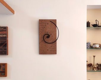 Exceptional Sophisticated Wall Clock,Alpha (α),Wooden Finish, Mathematical principle,Silent, Gadget,Artistic Design,Golden Ratio,Man Gift