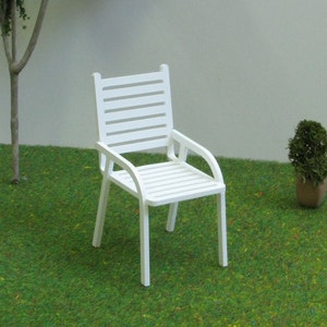 Miniature PATIO DINING Rods CHAIR, 1/12 Scale, Handmade Dollhouse Modern Style Garden Furniture , Contemporary Outdoor Decoration,