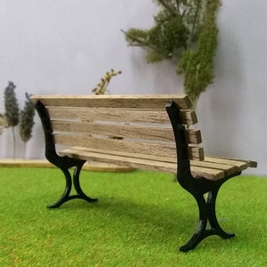 DOLLHOUSE WOODEN BENCH, 1:12 scale, Patio Garden Outdoor Furnishing , Miniature Furniture, Hand made, Vintage, Contemporary Modern Design image 5