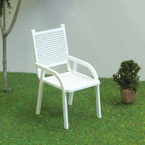 Miniature PATIO DINING Mesh CHAIR, 1/12 Scale, Handmade Dollhouse Modern Style Garden Furniture , Contemporary Outdoor Decoration,