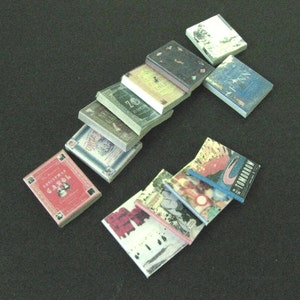 Set of 12 SOLID Miniature BOOKS , 1 :12 scale,Handmade, Youth literature, DOLLHOUSE Miniatures, Collectable, Vintage accessories image 2
