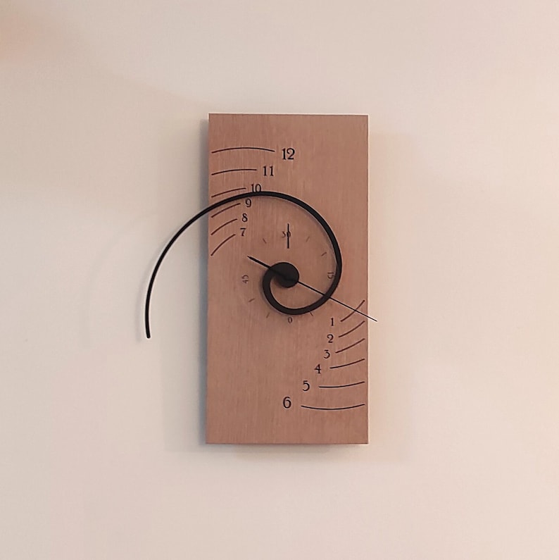 Exceptional Sophisticated Wall Clock,Alpha α,Wooden Finish, Mathematical principle,Silent, Gadget,Artistic Design,Golden Ratio,Man Gift Oak (Natural)