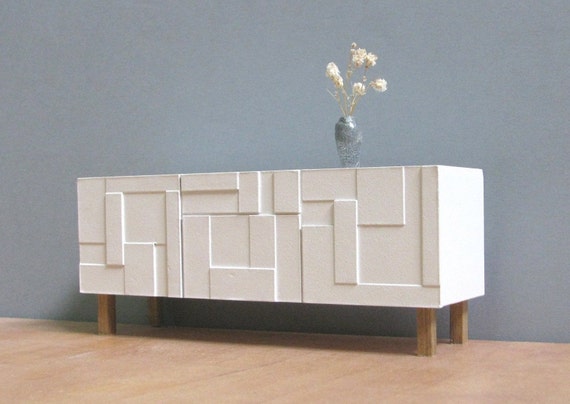DOLLHOUSE White Sideboard Credenza 1 12 1 18 Scale HANDMADE