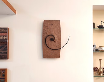 Exceptional  Spiral Wall Clock, Oak Finish, Silent Movement