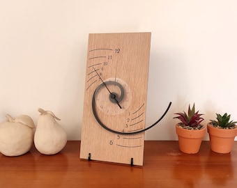 Unique Spiral Desk/Wall Clock,Wooden, Alpha (α),Mathematical Principle,Advanced,Interesting, Sophisticated,Innovative Design,Golden Ratio