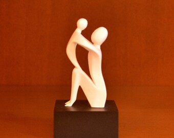 3D Printed Mother and Child Figurine, Minimalist Home Decor