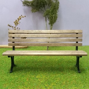 DOLLHOUSE WOODEN BENCH, 1:12 scale, Patio Garden Outdoor Furnishing , Miniature Furniture, Hand made, Vintage, Contemporary Modern Design image 2