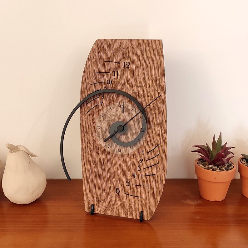 Unique and Sophisticated Spiral Desk/Wall Clock, Wooden, Delta δ,Mathematical Principle, ,Innovative Design,Golden Ratio,Man Gift Walnut