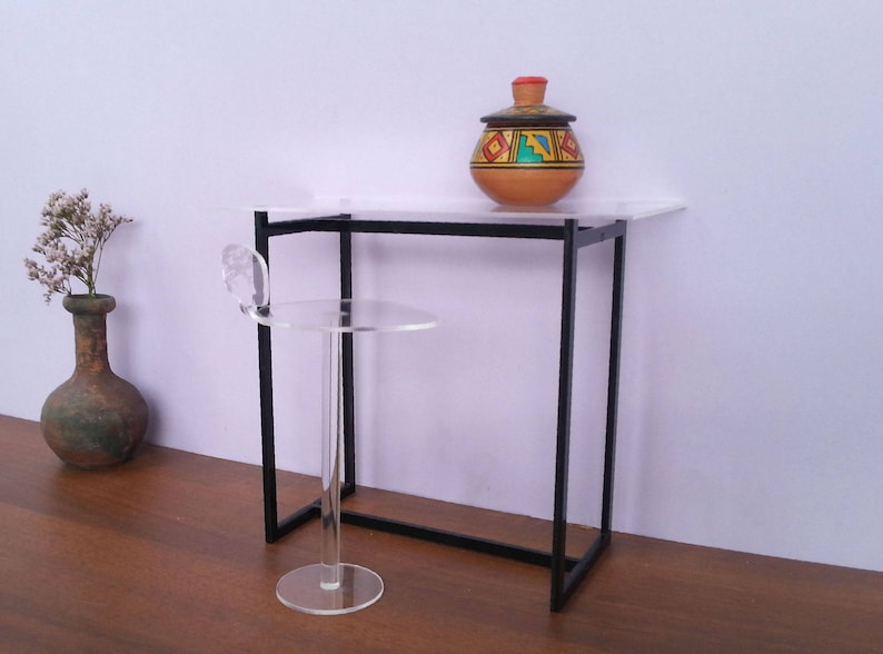 Breakfast Glass Bar Table Acrylic Stool 1 6 Scale Image 0