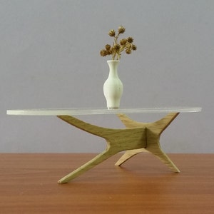 Table basse sculptée à l&#39;échelle 1/12, meubles miniatures de collection, design de style moderne du milieu du siècle, réplique des années 60