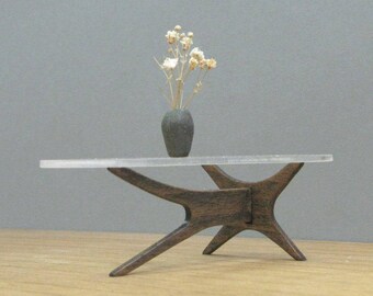 Sculptured, Tri Symmetric COFFEE TABLE  1/6 Scale, Replica, Collectible Miniature Furniture, Modern Design, Mid Century 60's