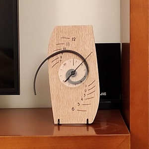 Unique and Sophisticated Spiral Desk/Wall Clock, Wooden, Delta δ,Mathematical Principle, ,Innovative Design,Golden Ratio,Man Gift Oak (Natural)