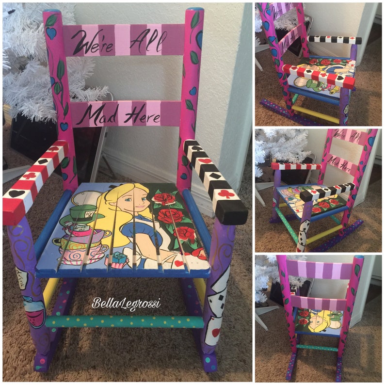 Hand Painted Alice in Wonderland Rocking Chair Etsy